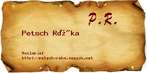 Petsch Réka névjegykártya